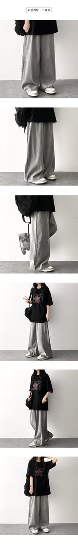 リンタークールサマーデニムワイドパンツ [Choose short, basic, and long]