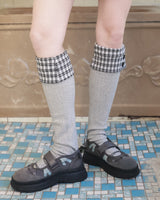 check button kneesocks / gray