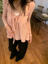 Rozy Babydoll Flare Ribbed Long Sleeve Tee