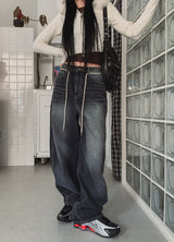Tinted Washed String Balloon Denim Pants