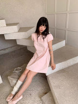 EatmePlz Baby Collar Pink Bubble Sleeve Loose Dress