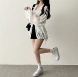 Shelly Gauze Two-Line High-Neck Zip-Up Jumper