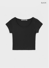[B-BASIC] Cool Standard U-neck Crop Short Sleeve T-shirt (2SIZE)