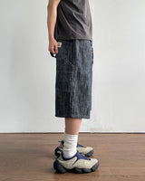 Patch Stripe Bermuda Denim Pants