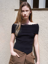 (T-7060)STRAP OFF SHOULDER KNIT