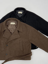 [wool70%] バーネットウールベルテッドショートコート