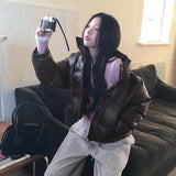 [MADE] Miley Leather Pigment Washing Two-Way Wellon Short Down Jacket