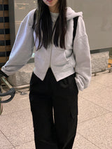 [MADE] Stern hip crop two-way hood zip-up -basic