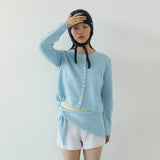 Alpaca button cardigan_sky blue