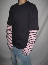 Stripe Layered Long Sleeve T-Shirt (3c)