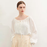 ストラップバルーンブラウス WHITE