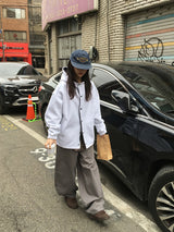 ヘリンボーンワイドコットンパンツ