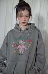 Hello Flower Pigment Hoodie