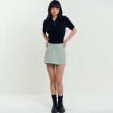 Button Detail Skort Green