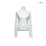 (3color) Back Curve Panel Stitch Crop Long Sleeve Tee