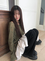 Koran Unbalance Layered Banding Skirt