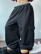 WAFFLE PUNCHING 🧇WIDE CARGO PANTS 🩶🖤2CCOLOR
