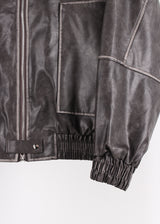 NON COLLAR LEATHER JACKET