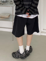 Nylon wide banding half pants 2C