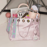 Heart Mirror Large Tote Shoulder Bag _ Pink