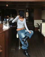 Rail Off Wide U-Neck T-Shirt