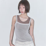 3-Way Dot Mesh Layered Sleeveless (Brown) F25QB134
