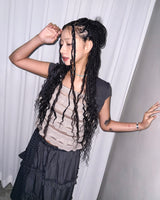 (2color) ウェーブ レイヤード レース ボレロ