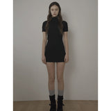 EVE HALF NECK DRESS-BLACK