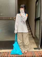 ソルナ パラシュート ストリング シャーリング ワイド バンディング パンツ