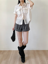 Pocket Organza See-through Short Sleeve Shirt