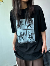 ジュジュ フォーセクション ブラックホワイト オーバーサイズTシャツ - 4カラー
