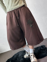 Millicrome Embroidered Patch Side Pintuck Bermuda Shorts 4color