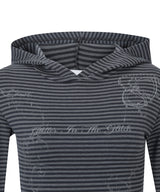 TATTOOED GRAPHIC STRIPE THIN HOOD_CHARCOAL