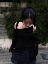  UNBAL DRAPE SLEEVELESS TOP