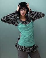 Stripe Ruffle Hem Layer Top
