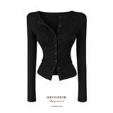 Ribbed Slim Cardigan Top (2color)