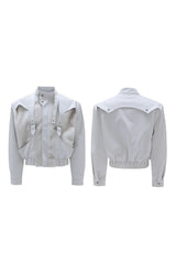 Snakeskin Cropped Leather Jacket