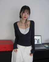 [♡MADE♡] seed race v layer button tee