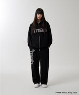 mah CUT OFF APPLIQUE ZIP-UP HOODIE