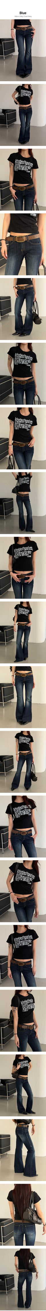 Yellow stitch low boots cut pants