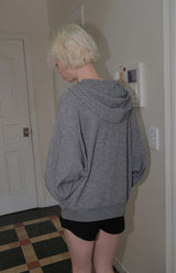 C HOODED KNIT ZIP-UP_GRAY