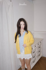 yellow wool lovely long-sleeved cardigan