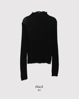 NSフリルシースルーリブタートルネックTシャツ (3color)