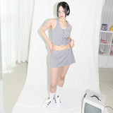 Pinstripe Skirt with Shorts - GREY