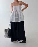 double ribbon jacquard bustier long blouse