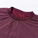 Nylon Seam Line Round Shirt - BURGUNDY