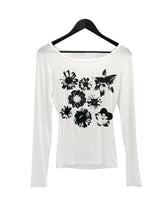 プレスフラワーボートネックTシャツ