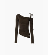 Cats Draping One-Shoulder Top