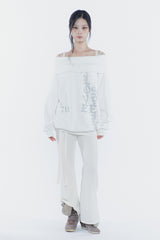 スペルオフショルダースウェットシャツ white