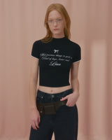 ラブレースクロップTシャツ-BLACK